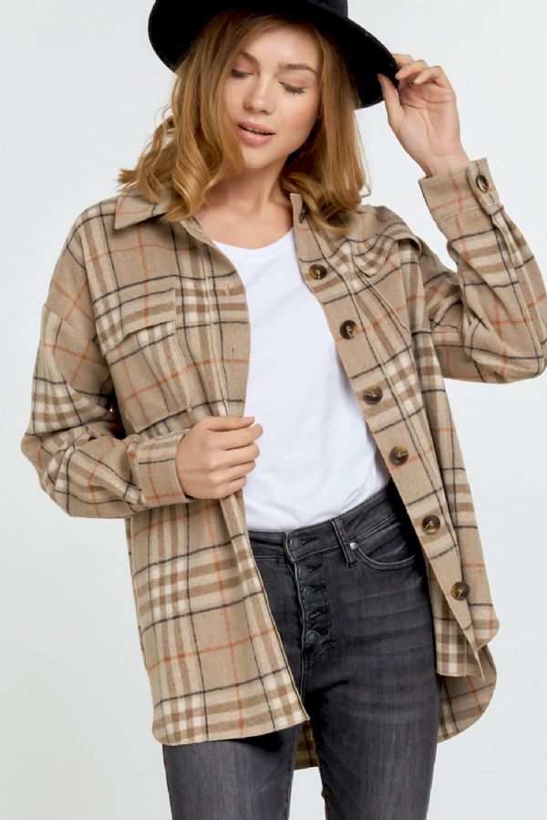 Davi & Dani - OVERSIZED PLAID SHIRTS JACKET